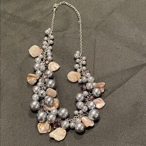 Grey Pearl Cluster Necklace